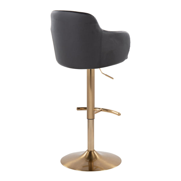 English Elm Adjustable Swivel Barstools Mid-century Modern Walnut and Cream Faux Leather Set of 2 B202S02161