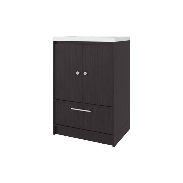 English Elm Wengue 2-Door Freestanding Bathroom Vanity with Sink, Waterproof Wenge Finish, Drawer Storage Elegance B062P355543