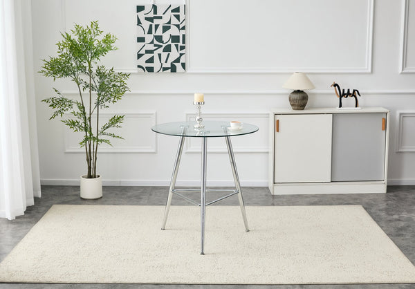 English Elm 36 Inch Round Glass Top Bar Table Chrome Tripod Base Modern Bistro Pub Style W3493P452043