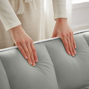 English Elm 3-in-1 Sofa Bed with USB & Cup Holders, Velvet Convertible Sleeper Chair with 3 Angles for Small Spaces Gray W1359P336107