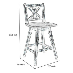 English Elm Farmhouse Swivel Barstools with X Back Solid Wood Frame for Kitchen Islands Set of 2 B056P416787