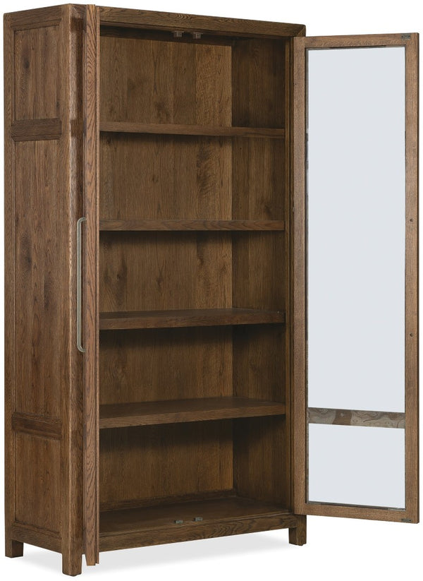 Hooker Furniture Driftwood Buckboard Display Cabinet With Seeded Glass, Plate Grooves & Touch Led Lighting For Home Medium Wood 6820-75906-85