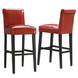 Homelegance By Top-Line Leander Faux Leather High Back Bar Stools (Set of 2) Red Wood