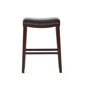English Elm Saddle Contoured Pu Leather Counter Stool with Solid Rubberwood Frame for Kitchen Dining 62469.00PU