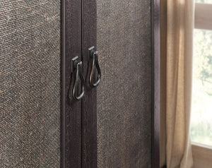 Hooker Furniture Big Sky Small Wardrobe — Charred Timber Pecky Hickory Armoire With Burlap Doors, Bronze Hardware, Vertical Storage 6700-90213-98