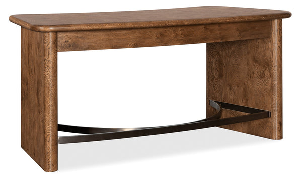 Hooker Furniture Melange Romano Oak Bow Front Writing Desk with Bronze Stretcher for Home Office 628-10009-82