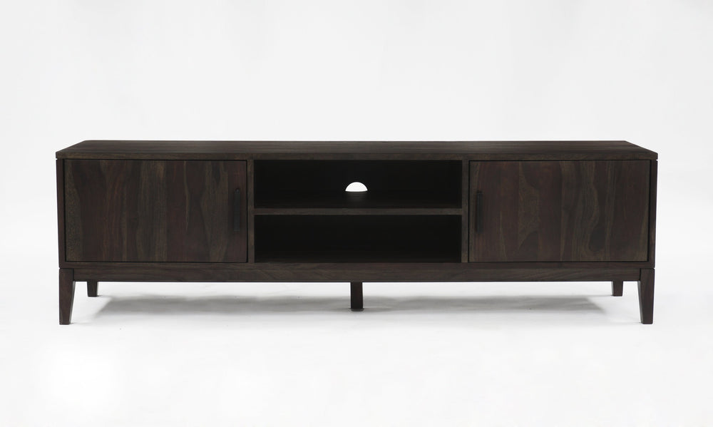 Porter Designs Porter Fall River Solid Sheesham Wood Tv Stand - Contemporary Chic Design In Black Walnut Finish Gray Wood 06-117-03-4421