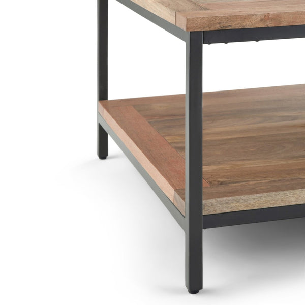 English Elm Skyler Square Coffee Table - Handcrafted Mango Wood With Charcoal Metal Frame & Storage Shelf B136P159614-GIGA