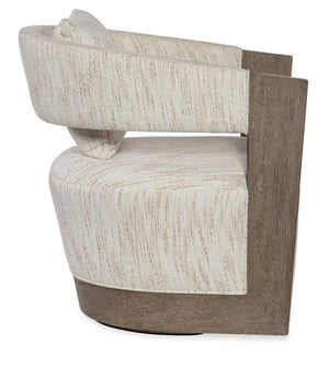 Hooker Furniture Calloway Sculptural Swivel Chair In Daphne Parchment With Smoked Gray Oak Base And Lumbar Pillow - Comfort And Style CC202-SW-485