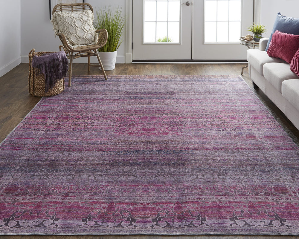 Feizy Rugs Voss Bold Transitional Rug: Vibrant Colors & Distressed Patterns For A Stunning Living Space Decor Pink,Purple Polyester Vos39h5fpnkpurg21