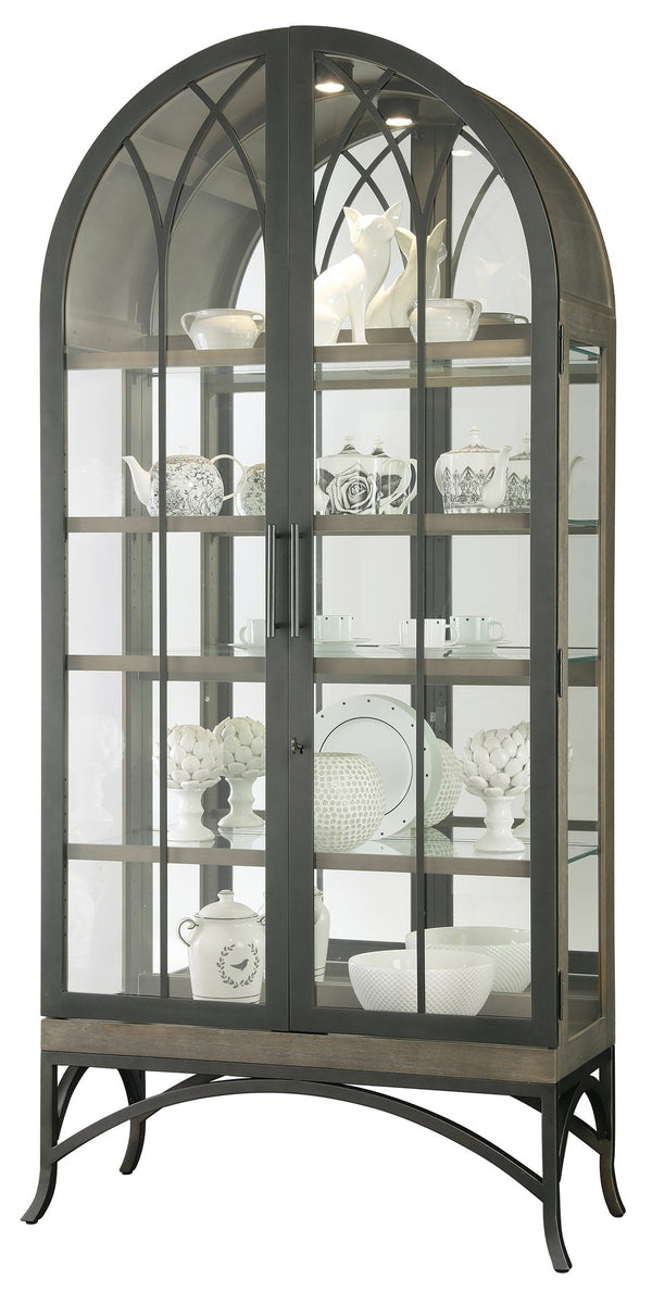 Hekman Furniture 680700 Ramona Curio Cabinet - Elegant Lighted Display Case With Adjustable Shelves & Vintage Charm Smoke Grey Ramona Curio 680700