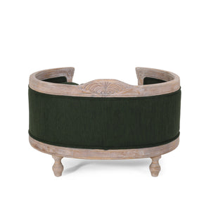 English Elm Pet Bed with Tufted Cushion Solid Birch Turned Legs Upholstered Living Room Sofa Style Old Pine 72913.00PINE