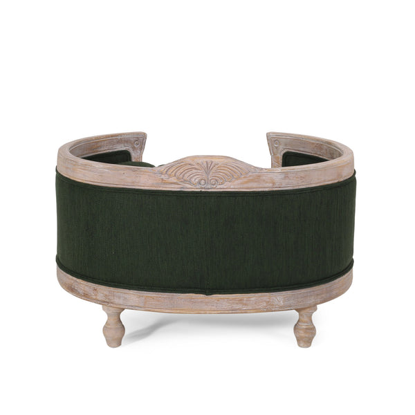 English Elm Pet Bed with Tufted Cushion Solid Birch Turned Legs Upholstered Living Room Sofa Style Old Pine 72913.00PINE