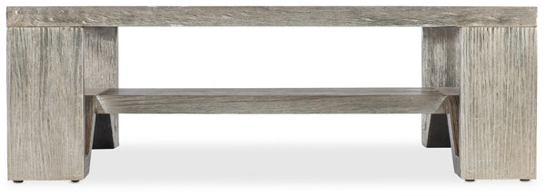 Hooker Furniture Melange Silver Leaf Saber Cocktail Table With Tempered Glass Top, Square Shelf Storage Centerpiece 628-80506-95