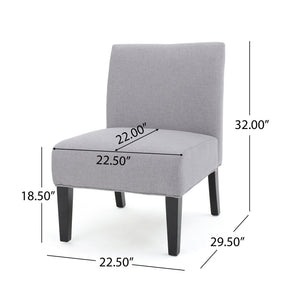 English Elm Accent Chair with Rubberwood Legs Plush Upholstered Seat for Living Room or Bedroom Light Grey 57764.00LGY