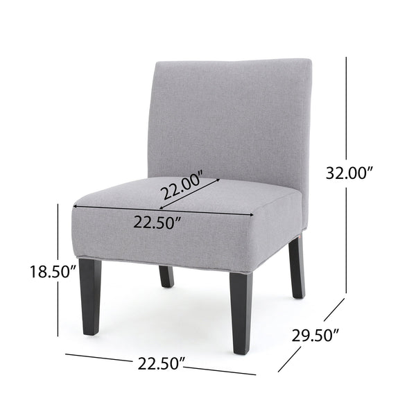 English Elm Accent Chair with Rubberwood Legs Plush Upholstered Seat for Living Room or Bedroom Light Grey 57764.00LGY