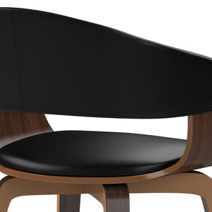 English Elm Lowell Bentwood Dining Chair - Stylish Mid-Century Modern Design In Black Vegan Leather Comfort B136P158830