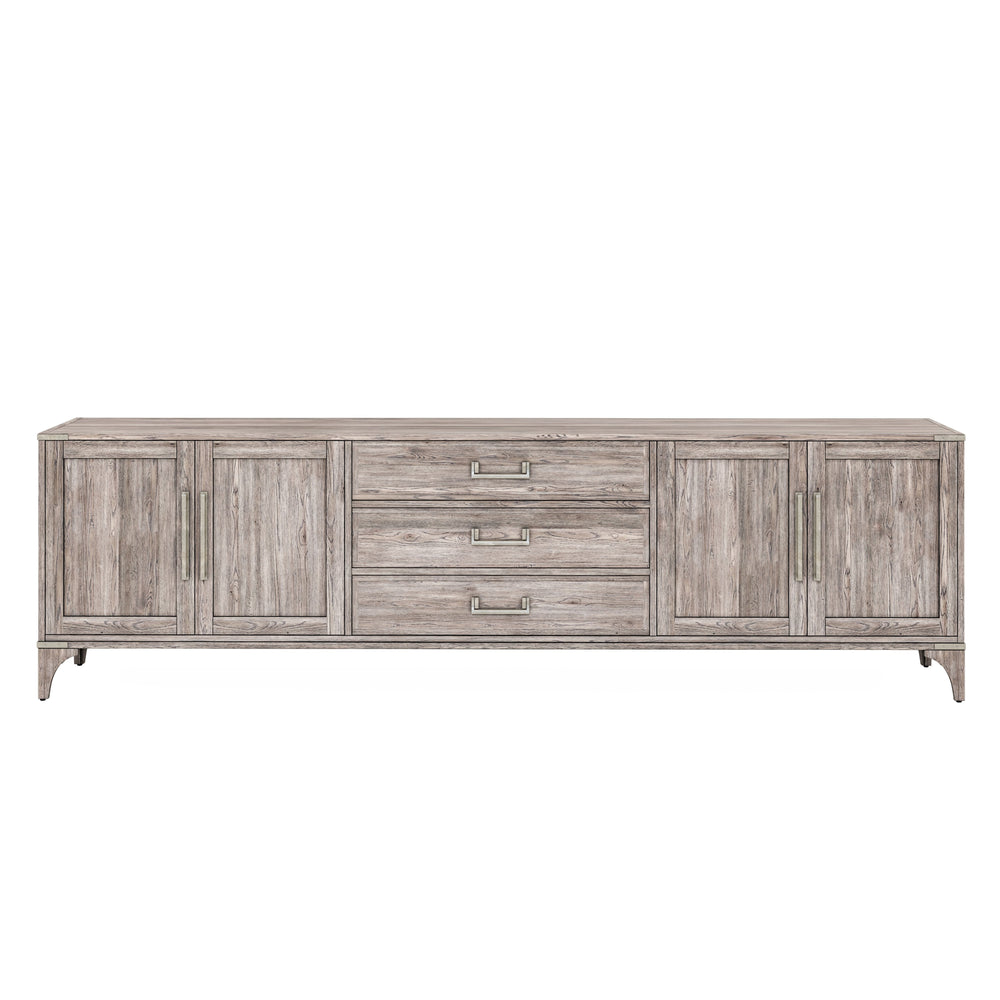 A.R.T. Furniture Sojourn Entertainment Cabinet - Transitional Design In Ashen Finish With Adjustable Shelves & Storage Gray Materials, Ash Solids With Knotty Oak Veneers 316423-2311
