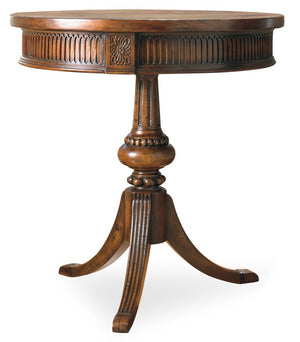 Hooker Furniture Round Pedestal Accent Table — Distressed Walnut 18Th-Century Pie Top, Sculpted Fluted Base For Small Spaces 500-50-828