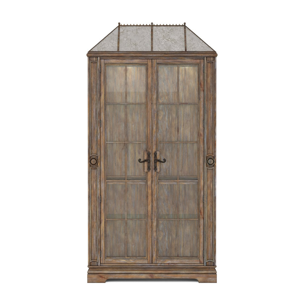 A.R.T. Furniture Architrave China Cabinet With Frosted Mirror, Dimmer Lights & Adjustable Shelves For Elegant Display Brown Material, Pine Solids And Veneer,Glass,Metal 277240-2608