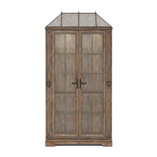 A.R.T. Furniture Architrave China Cabinet With Frosted Mirror, Dimmer Lights & Adjustable Shelves For Elegant Display Brown Material, Pine Solids And Veneer,Glass,Metal 277240-2608