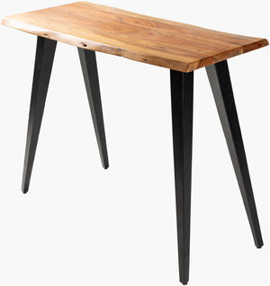 Surya Edge Console Table - 30"H X 39"W X 16"D - Elegant Wood And Steel Design For Timeless Home Style Top, Brown,Base, Black Acacia,Steel Dge-002