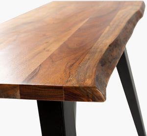 Surya Edge Console Table - 30"H X 39"W X 16"D - Elegant Wood And Steel Design For Timeless Home Style Top, Brown,Base, Black Acacia,Steel Dge-002