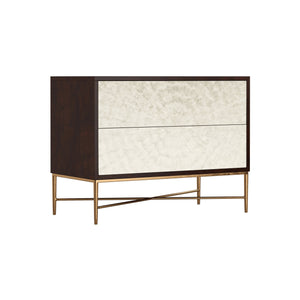 Bernhardt Bernhardt Adagio Bachelor's Chest With Capiz Fronts, Espresso Cherry, Bronze Steel Base, Modern Luxe 353230