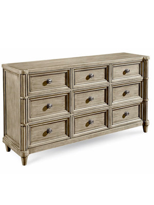 A.R.T. Furniture Morrissey Eccles Dresser Bezel - Elegant Transitional Design With 9 Drawers, Cedar Lined Storage Solutions Silver, Silver Parawood Solids,Primavera Veneers,Metal 218130-2727