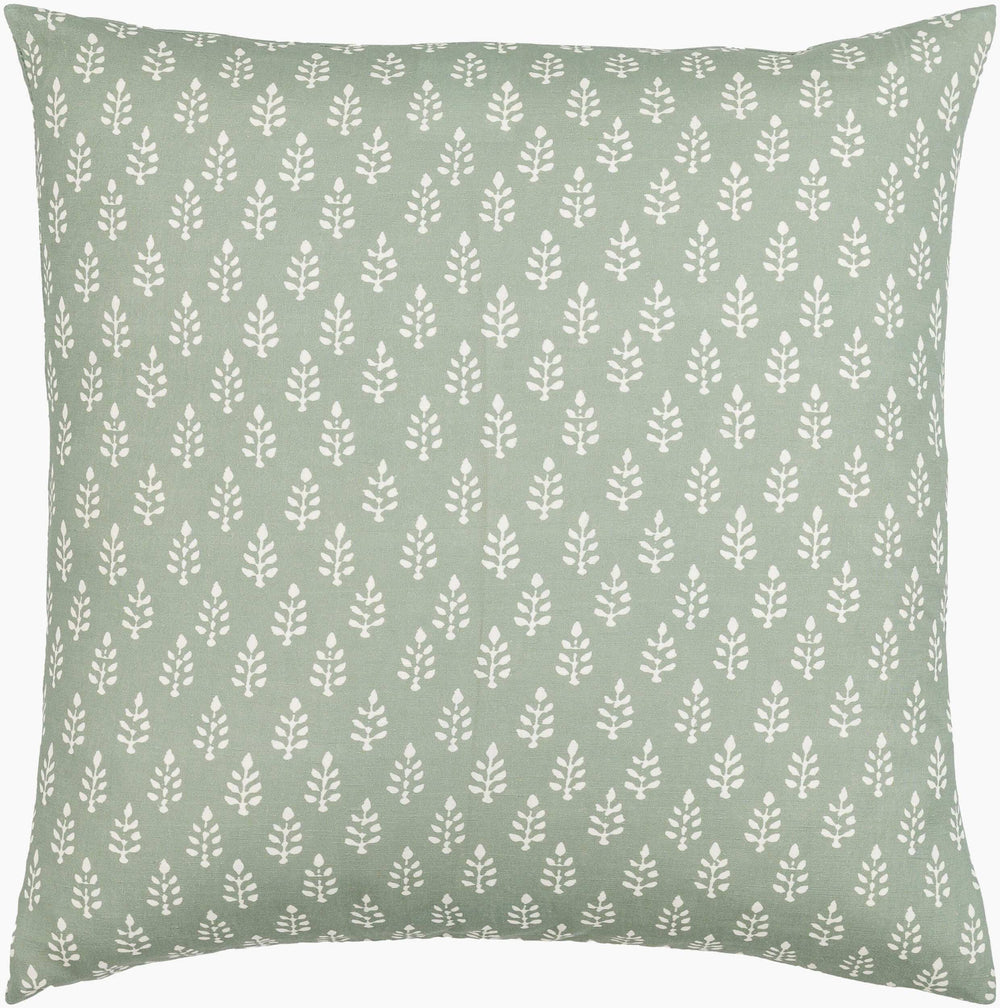 Surya Diggi 18"L X 18"W Farmhouse Cottage Accent Pillow – Cozy Linen & Cotton Decor For Your Home Medium Green Cotton,Linen,Cotton,Linen Dgg002-1818d