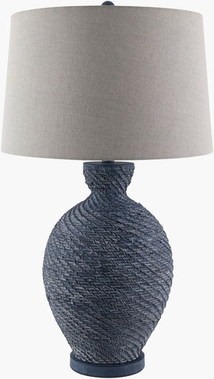Surya Dingle Woven Rattan and Iron Accent Table Lamp with Linen Shade for Warm Ambiance DGL-002