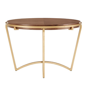 Homelegance By Top-Line Piper Natural Finish Dining Table With Gold Metal Base Gold MDF