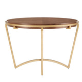 Homelegance By Top-Line Piper Natural Finish Dining Table With Gold Metal Base Gold MDF