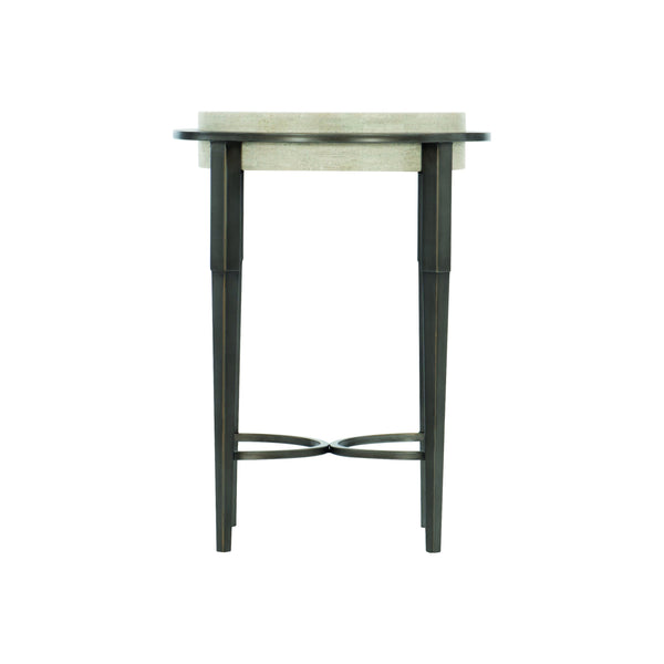 Bernhardt Bernhardt Barclay Accent Table With Honed Travertine Top & Antique Pewter Base, 18" Square 512112