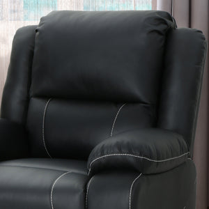 English Elm Christopher Knight Home® - 39" Wide Faux Leather Manual Swivel Recliner with 360° Rotation, Multi-Angle Comfort and Durable PU Finish Black 62814.00BLK