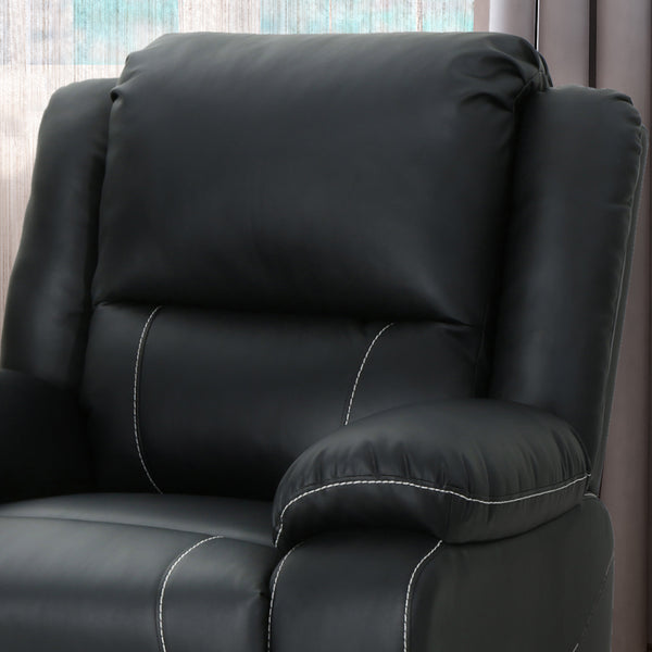 English Elm Christopher Knight Home® - 39" Wide Faux Leather Manual Swivel Recliner with 360° Rotation, Multi-Angle Comfort and Durable PU Finish Black 62814.00BLK