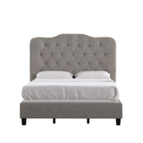 Homelegance By Top-Line Cosette Adjustable Diamond Tufted Camelback Bed Black Linen