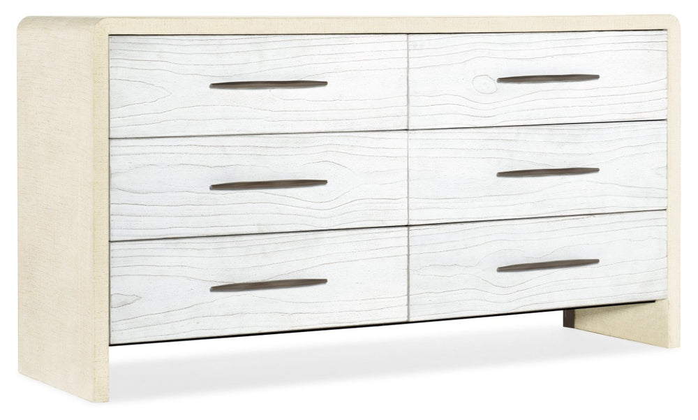 Hooker Furniture Cascade Six-Drawer Dresser With Pebble Beach Lacquered Burlap, Chalk Resin Fronts & Cedar-Lined Drawers 6120-90002-05