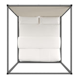 Homelegance By Top-Line Marcel Black Nickel Canopy Bed with Linen Panel Headboard Black Nickel Metal