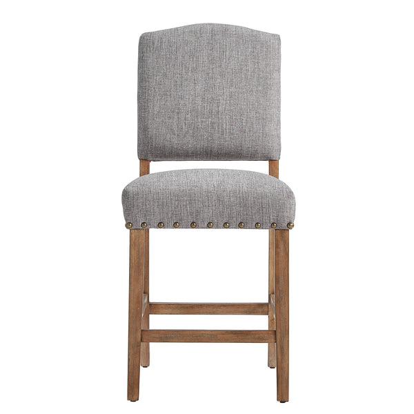 Homelegance By Top-Line Nicklaus Premium Nailhead Upholstered Counter Height Chairs (Set of 2) Light Natural Wood