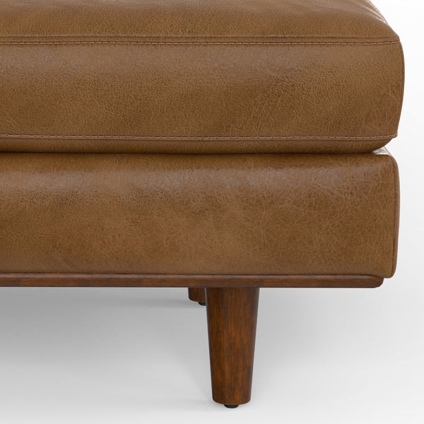 English Elm Morrison Large Rectangular Ottoman In Luxurious Caramel Brown Leather - Stylish & Versatile Seating B136P159246