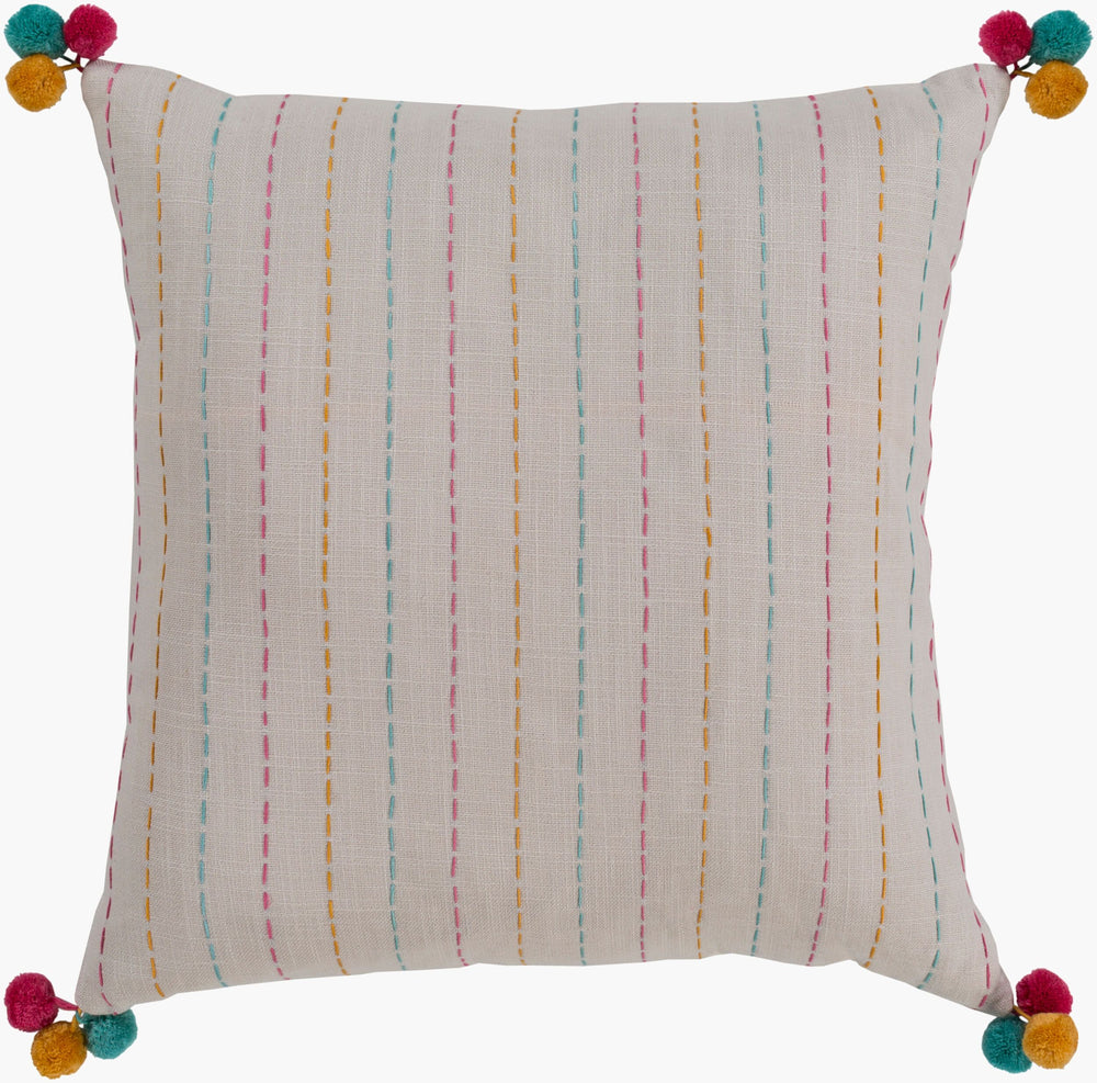Surya Dhaka 18" Square Accent Pillow - Luxurious 100% Cotton With Exotic Indian Design For Home Decor Magenta Cotton,Cotton Dh004-2222d