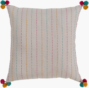 Surya Dhaka 18" Square Accent Pillow - Luxurious 100% Cotton With Exotic Indian Design For Home Decor Magenta Cotton,Cotton Dh004-2222d