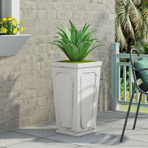 Christopher Knight Home® - Noble House - Burgos Outdoor Large Cast Stone Tapered Planter, Antique White