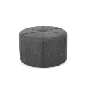 English Elm Ottoman Round Drum Tufted Footrest Neutral Fabric for Modern Living Rooms 71829.00CHAR