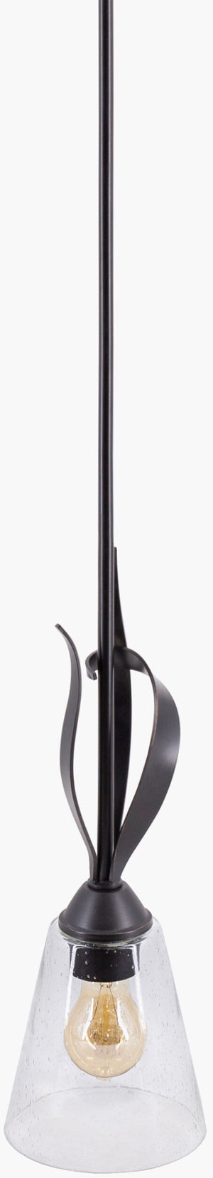 Surya Dhalia Pendant Light - Modern 6"L X 6"W X 17"H Glass & Metal Fixture For Stylish Home Decor Upgrade Fixture, Black Iron,Glass Dha-001