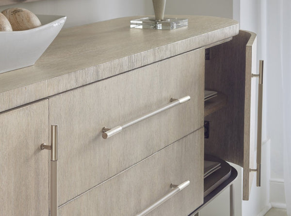 Hooker Furniture Modern Mood Server Elegant Quartered Oak Sideboard With Wire-Brushed Texture, Pewter Accents, Storage Delight Light Brown 6850-75907-80
