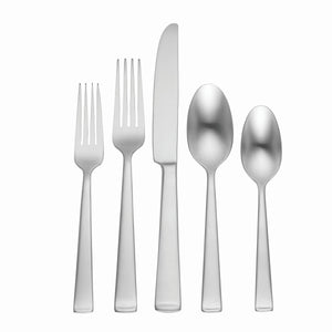 Lenox Oneida Satin Lewin 65 Piece Fine Flatware Set, Service for 12 Metallic, STAINLESS METAL F149065A