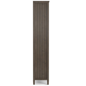 English Elm Lev Smoky Brown Bookcase - Handcrafted Solid Wood, Adjustable Shelves, Two Doors, Anti-Tip Safety, Transitional Design B136P158816