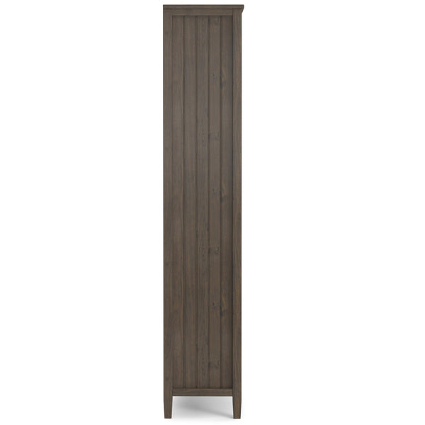 English Elm Lev Smoky Brown Bookcase - Handcrafted Solid Wood, Adjustable Shelves, Two Doors, Anti-Tip Safety, Transitional Design B136P158816